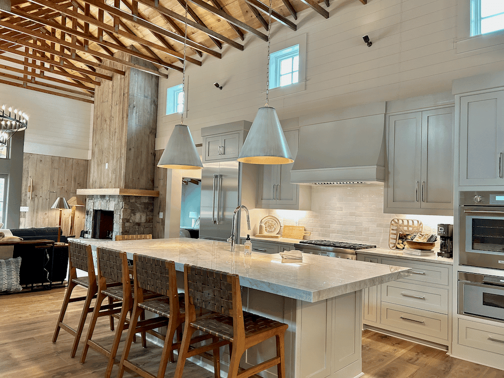 Gourmet chef's kitchen interior at Ellijay Georgia luxury cabin rental Blue Ridge Mountains North Georgia